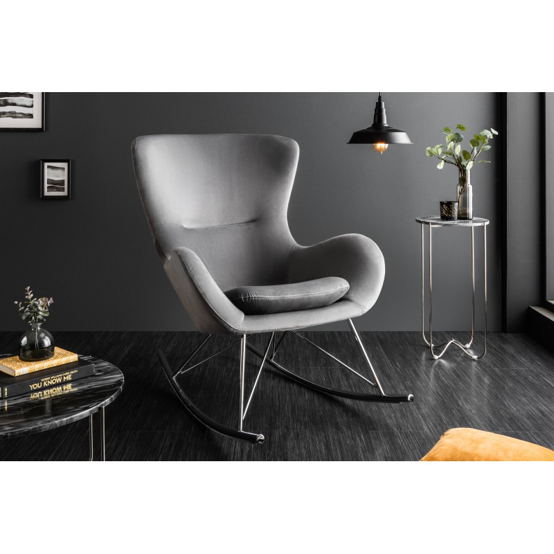 JAZZ design bársony hintaszék - szürke