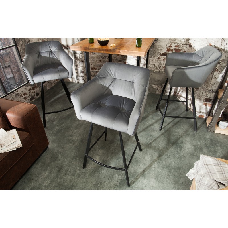 BERNARD design bársony bárszék - szürke