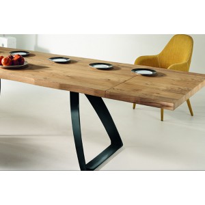 PONTE tölgyfa furnér bővíthető design étkezőasztal - natur/fekete