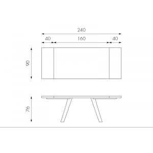 PONTE tölgyfa furnér bővíthető design étkezőasztal - natur/fekete