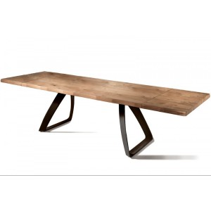 PONTE tölgyfa furnér bővíthető design étkezőasztal - natur/fekete