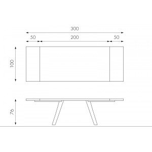 PONTE tölgyfa furnér bővíthető design étkezőasztal - natur/fekete