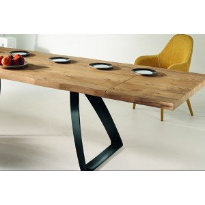 PONTE tölgyfa furnér bővíthető design étkezőasztal - natur/fekete