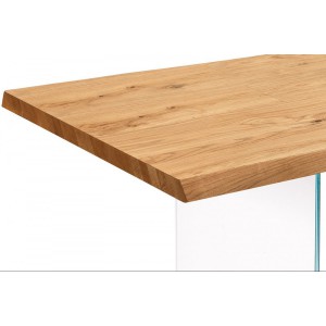 VOLARE tölgyfa dekor bővíthető design étkezőasztal üveg lábakkal