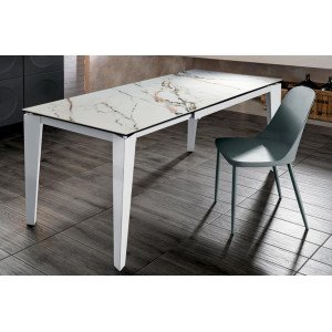 CERAMICA kerámia lapos bővíthető design étkezőasztal- fehér/szürke márvány/márvány /szürke / calacatta