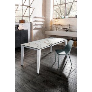 CERAMICA kerámia lapos bővíthető design étkezőasztal- fehér/szürke márvány/márvány /szürke / calacatta