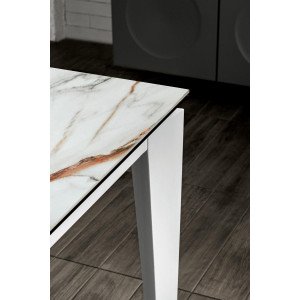 CERAMICA kerámia lapos bővíthető design étkezőasztal- fehér/szürke márvány/márvány /szürke / calacatta