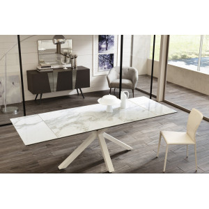 CERAMICA X kerámia lapos bővíthető design étkezőasztal - márvány/beige/szürke márvány/szürke/calacatta márvány