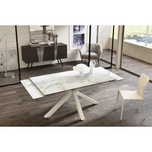 CERAMICA X kerámia lapos bővíthető design étkezőasztal - márvány/beige/szürke márvány/szürke/calacatta márvány