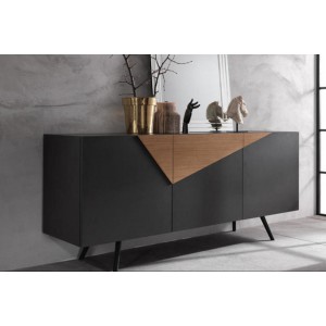 CALVELLO antracit/tölgy elegáns design komód Stones