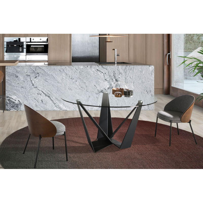 MIGUEL design kerek étkezőasztal - 130/140/150cm - fekete