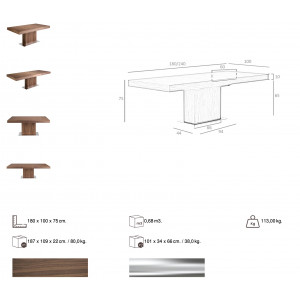 BROOKLYN design bővíthető étkezőasztal - 180-240cm - dió
