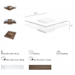 GOMEZ design dohányzóasztal - dió