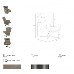 CASCADE design fotel - szürke