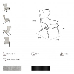 SLIM design fotel - világosszürke