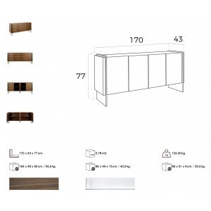 HILTON design komód - dió -170cm