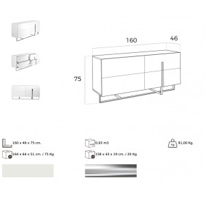 MONIQ design komód - fehér - 160cm
