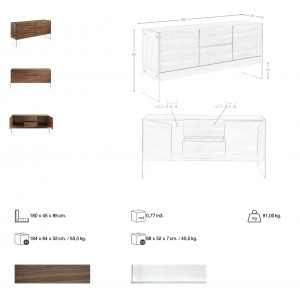 EMONA design komód - 180cm - dió