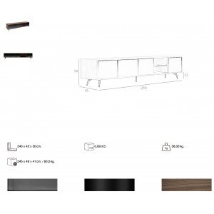 CONTINENTAL modern TV állvány - 240cm