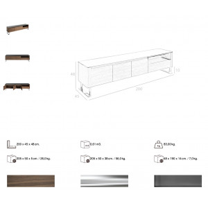 FERRANO design TV-szekrény - 200cm - dió