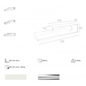 PHASE design TV-szekrény - 200cm -fehér