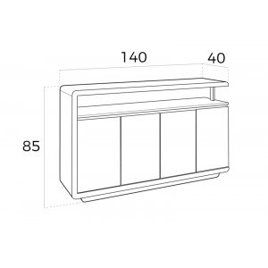 PHASE design komód - 140cm -fehér