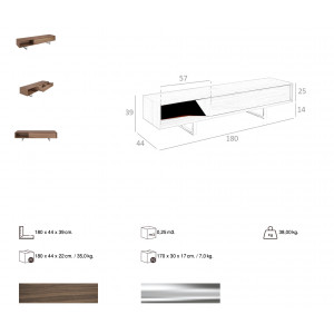 RAGATT design TV-szekrény - 180cm - dió