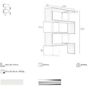 MADRAS design polc - 170cm - fehér
