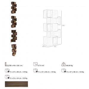 TETRIS design polc - 180cm - dió