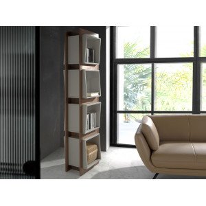 JAZZ design polc - 200cm - szürke/dió