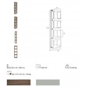 JAZZ design polc - 200cm - szürke/dió