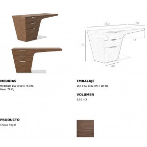 BROKER design íróasztal - 150cm - dió