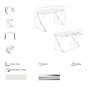 VALLURE design íróasztal - 120cm - fehér