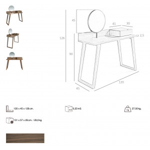 MADAM design fésülködőasztal - dió