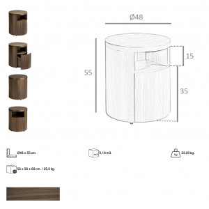 NIGELLA design éjjeliszekrény - dió
