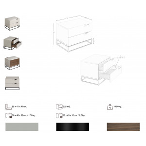 PASADENA design éjjeliszekrény - szürke