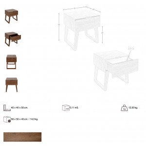 LUDOVICA design éjjeliszekrény - dió