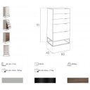 PASADENA TALL design fiókos szekrény - szürke