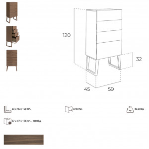 LUDOVICA design szekrény - dió