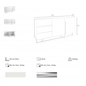 MONIQ - II design komód - fehér - 180cm