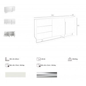 MONIQ - II design komód - fehér - 180cm