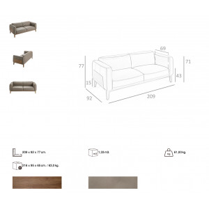 PEDRAZA prémium bőr kanapé - 3 személyes - szürke