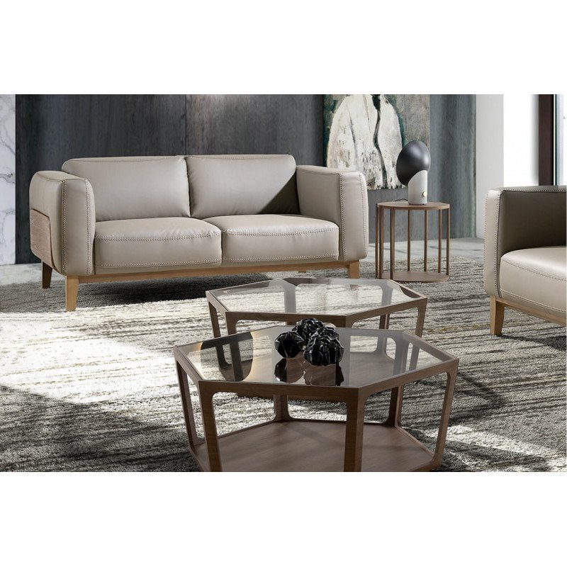 PEDRAZA prémium bőr kanapé - 2 személyes - szürke