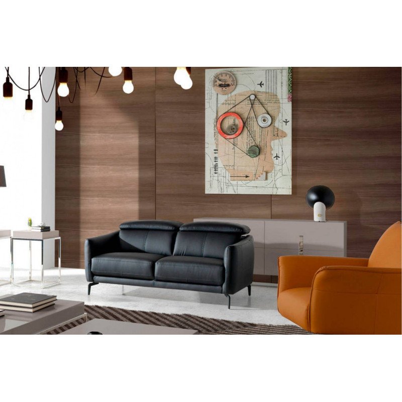 VIGO prémium bőr kanapé - 2 személyes - fekete