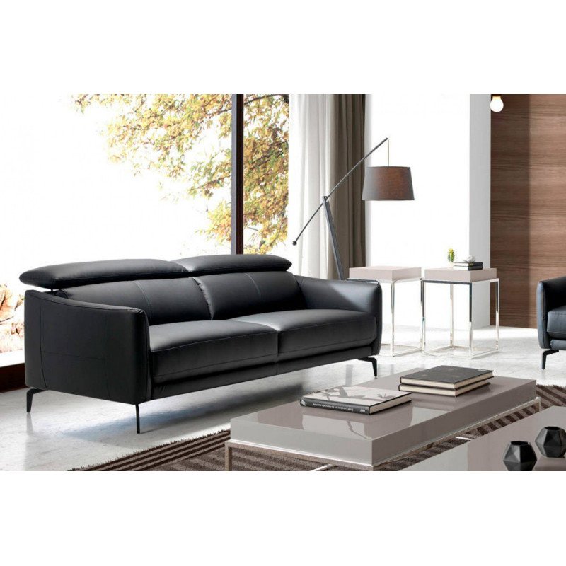 VIGO prémium bőr kanapé - 3 személyes - fekete
