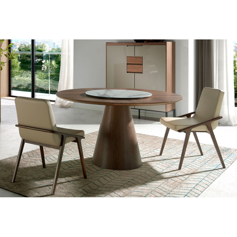 ROTUNDO design kerek étkezőasztal - dió