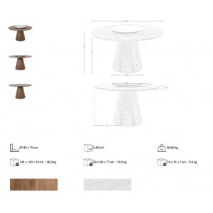 ROTUNDO design kerek étkezőasztal - dió