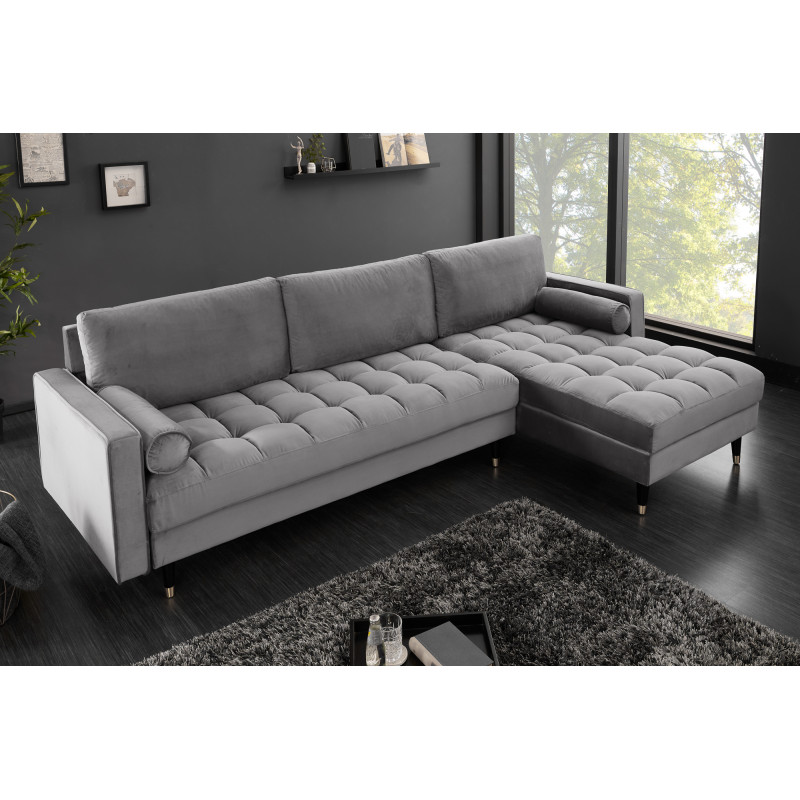 COZY VELVET design bársony kanapé - szürke