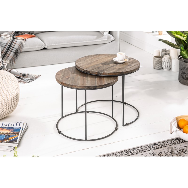 RIVER tömör akác dohányzóasztal szett