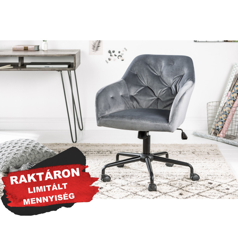 MATCH - design bársony forgószék - szürke